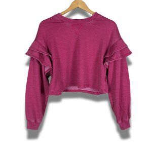 7 FOR ALL MANKIND Pink Ruffled Sweatshirt NWT Medium
